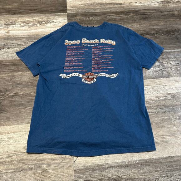 Vintage 2000 Harley Davidson Blue Mens L Myrtle Beach Rally USA Made Tee Shirt‎ - Picture 4 of 8